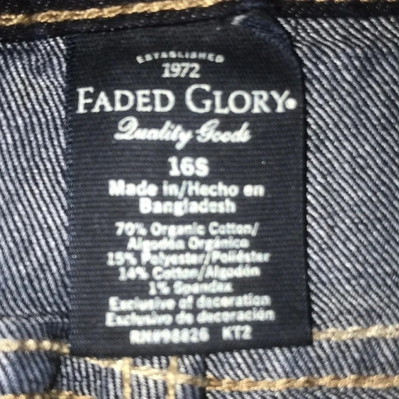 FADED GLORY denim skinny jeans organic cotton dark blue wash NEW size 16 S - Picture 3 of 6